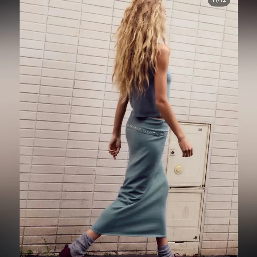 ZARA EYELET MIDI SKIRT - Picture 12 of 12